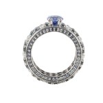 Wedding band with sapphires and diamonds, contemporary