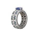 Wedding band with sapphires and diamonds, contemporary