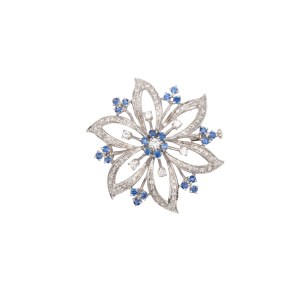 Brooch with sapphires and diamonds, second half of the 20th century