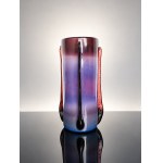 Jerzy Słuczan-Orkusz (1924–2002) – Blown glass vase – Violet-blue glass with raised decals – Poland, probably the 1960s–1970s – 25 cm