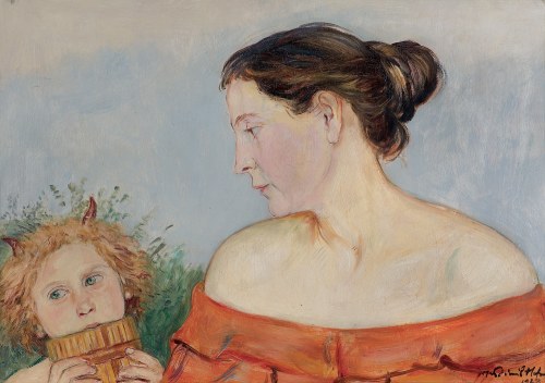 Vlastimil Hofman, PORTRET ŻONY Z FAUNEM, 1923