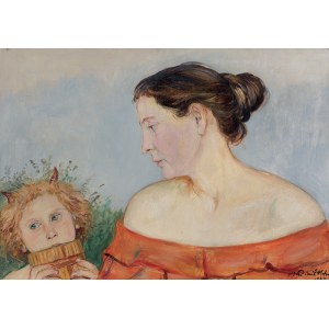 Vlastimil Hofman, RITRATTO DELLA MOGLIE CON IL FAUNO, 1923