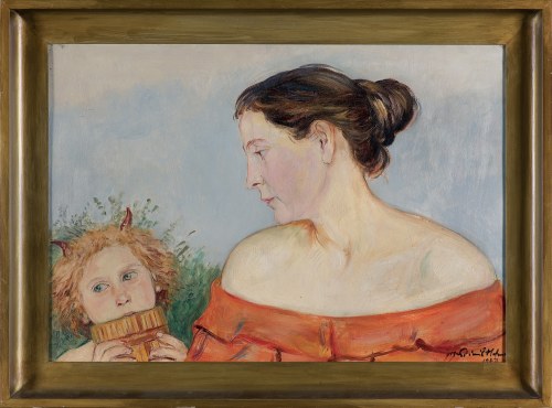 Vlastimil Hofman, PORTRET ŻONY Z FAUNEM, 1923