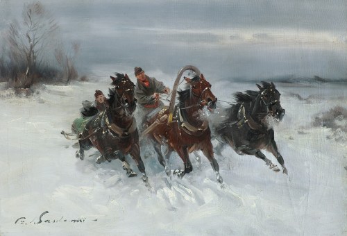 Czesław (I. Zygmuntowicz) Wasilewski, TRÓJKA W ZIMOWYM PEJZAŻU