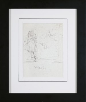 Zdzisław Beksiński, SZKIC DO OBRAZU Z ODCHODZĄCĄ POSTACIĄ, ok. 1986