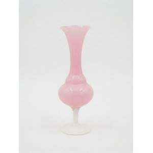 Vaso a stelo in vetro opale rosa italiano del XX secolo