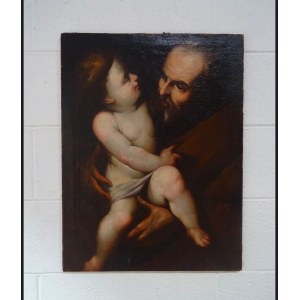 ANGELO CAROSELLI (1585-1652), attribuito Gesù con San Giuseppe Olio su tela attribuito ad Angelo Caroselli. Dimensioni: 64,5 x 49 cm