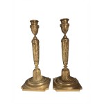 Pair of gilded bronze candelabra signed F. Barbedienne, 27.5 cm.