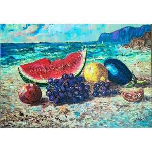 GianFrancesco Gonzaga, depicting a still life; silkscreen print on canvas, 50x70 cm