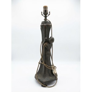 Large Art Nouveau bronze lamp featuring a female figure, approximately 50 cm tall