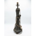 Large Art Nouveau bronze lamp featuring a female figure, approximately 50 cm tall