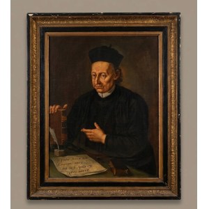 Antique oil painting on canvas depicting a portrait of Father Paolo Antonio Testa. Oil on canvas, 18th-century Piedmontese school, cm