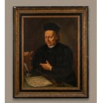Antique oil painting on canvas depicting a portrait of Father Paolo Antonio Testa. Oil on canvas, 18th-century Piedmontese school, cm