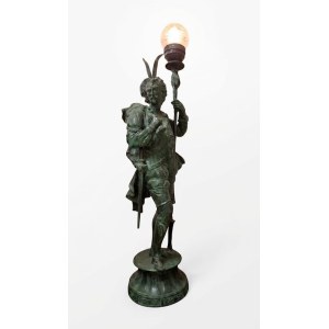 100-cm bronze figurative table lamp depicting a 17th-century knight