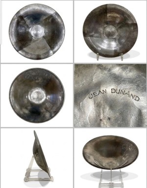 Piatto Art Déco in metallo argentato di Jean Dunand diametro 24 cm anni 20