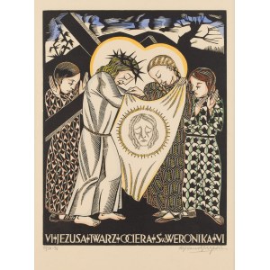 Bogna Krasnodębska-Gardowska (1900 Sosnowiec - 1986 ), Droga krzyżowa, stacja VI Jezusa Twarz ociera św. Weronika, 1926-1928