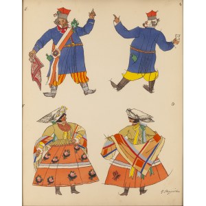 Zofia Stryjeńska (1891, Kraków – 1976, Geneva), “Kraków Costumes: The Wedding Starosta and Starościna,” Plate IV from the portfolio “Polish Peasants’ Costumes,” 1939