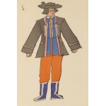 Zofia Stryjeńska (1891, Kraków – 1976, Geneva), “Folk Costumes from Lviv and the Kosovo Region (Men’s Sunday Attire and Women’s Attire),” plate XII from the portfolio “Polish Peasants’ Costumes,” 1939