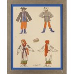Zofia Stryjeńska (1891, Kraków – 1976, Geneva), “Folk Costumes from Lviv and the Kosovo Region (Men’s Sunday Attire and Women’s Attire),” plate XII from the portfolio “Polish Peasants’ Costumes,” 1939