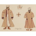 Zofia Stryjeńska (1891 Krakov – 1976 Ženeva), „Oblečenie starého roľníka z Volyne“, list XXXVI zo zbierky „Polish Peasants Costumes“, 1939
