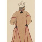 Zofia Stryjeńska (1891 Krakov – 1976 Ženeva), „Oblečenie starého roľníka z Volyne“, list XXXVI zo zbierky „Polish Peasants Costumes“, 1939