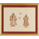 Zofia Stryjeńska (1891 Krakov – 1976 Ženeva), „Oblečenie starého roľníka z Volyne“, list XXXVI zo zbierky „Polish Peasants Costumes“, 1939