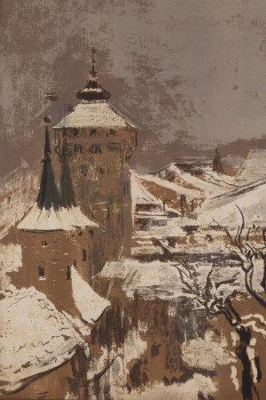 Leon Wyczółkowski (1852 Huta Miastkowska - 1936 Warszawa), Brama Floriańska w Krakowie z okien Akademii Sztuk Pięknych, 1903