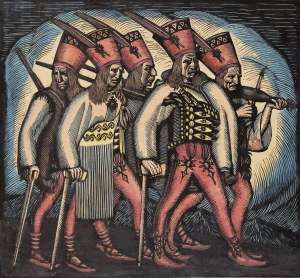 Władysław Skoczylas (1883 Wieliczka - 1934 Warszawa), Pochód zbójników I (z chmurą), 1915