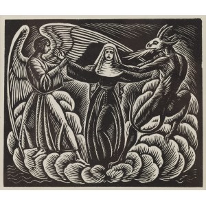 Władysław Skoczylas (1883 Wieliczka - 1934 Warszawa), Zakonnica z aniołem i diabłem, 1923