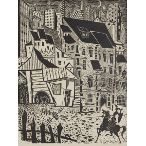 Stefan Rassalski (1910, Symonów - 1972, Varsovie), « Don Quichotte patrouille dans la ville »