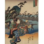 Utagawa Kunisada (1786 - 1864), « Okitsu » de la série « Les 53 stations de la route du Tōkaidō », 1838
