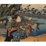 Utagawa Kunisada (1786 - 1864), « Okitsu » de la série « Les 53 stations de la route du Tōkaidō », 1838