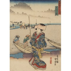 Utagawa Kunisada (1786 - 1864 ), Mitsuke z serii 53 stacje drogi Tokaido, około 1838