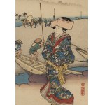 Utagawa Kunisada (1786 - 1864 ), Mitsuke z serii 53 stacje drogi Tokaido, około 1838