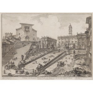 Giovanni Battista Piranesi (1720, Mogliano Veneto - 1778, Rome), « Vue du Capitole romain avec l'escalier menant à l'église d'Araceli », tirée de la série « Vues de Rome », vers 1757