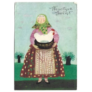 Easter postcard: HAPPY EASTER, Maria Mackiewicz, 1966 [People's Republic of Poland]
