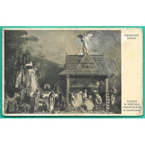 Postcard - HAPPY HOLIDAYS! - Nativity scene at the parish church in Zakopane [folk art, Zakopane style]