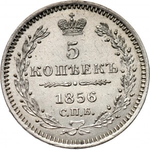 Rosja, Aleksander II, 5 kopiejek 1856 FB, Petersburg