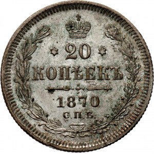 Rosja, Aleksander II, 20 kopiejek 1870 HI, Petersburg, UNC-