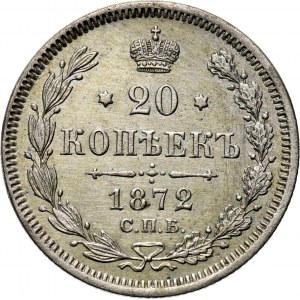 Rosja, Aleksander II, 20 kopiejek 1872 HI, Petersburg