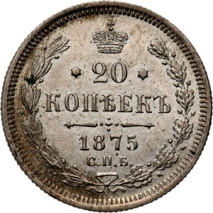 Rosja, Aleksander II, 20 kopiejek 1875 HI, Petersburg, UNC