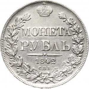 Rosja, Mikołaj I, 1 rubel 1842 A Cz, Petersburg, ładny