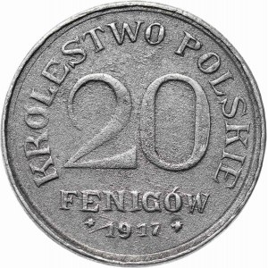 Królestwo Polskie, 20 fenigów 1917, falsyfikat z epoki, cynk?