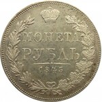 Mikołaj I, 1 rubel 1845 MW, Warszawa, wachlarzowaty typ ogona orła