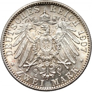 Niemcy, Badenia, Fryderyk 2 marki 1907, pośmiertne, UNC