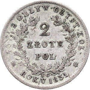 Powstanie Listopadowe, 2 złote 1831 K.G., Warszawa