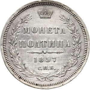 Rosja, Aleksander II, połtina 1857 FB, Petersburg, ładna