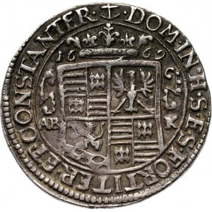 Niemcy, Mansfeld, Johann Georg, 1/3 talara 1669, rzadszy typ monety