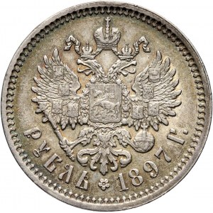 Rosja, Mikołaj II, 1 rubel 1897, Bruksela, piękny!