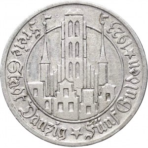 Wolne Miasto Gdańsk, 5 guldenów 1923, Kościół Mariacki, Utrecht
